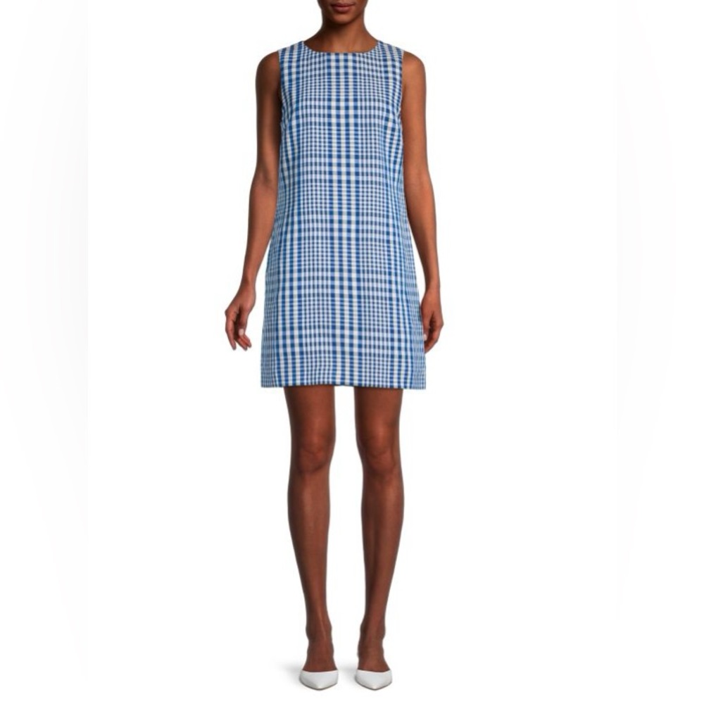 Theory Blue and White Checkered Dress